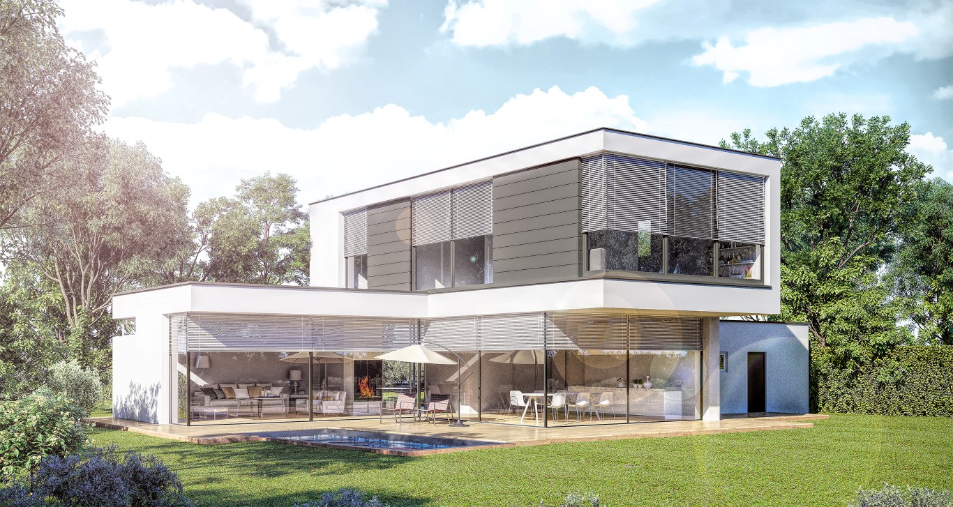 Architekturvisualisierungen in Tageslicht eines EFH inklusive Pool und Garten in 31515 Wunstorf